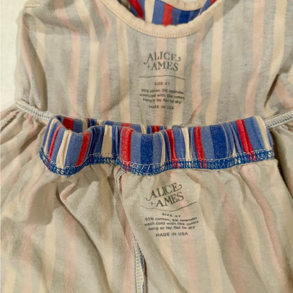 Alice + Ames Bow Tank Ballet Dress AND Cartwheel Short Blue White Red Stripes 4T - Picture 2 of 6